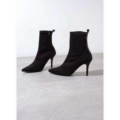 Sian Black Sock Ankle Boots