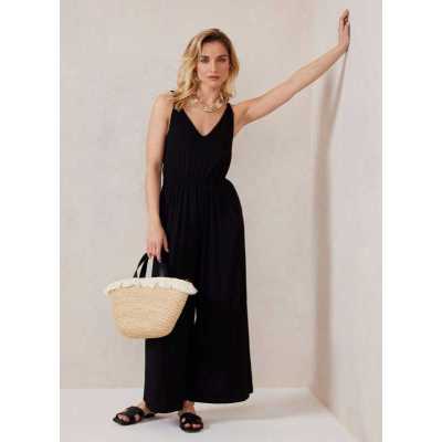 Black Jersey Knotted Jumpsuit