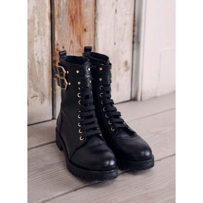 Lydia Black Leather Boots
