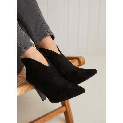 Finny Black Suede Ankle Boots