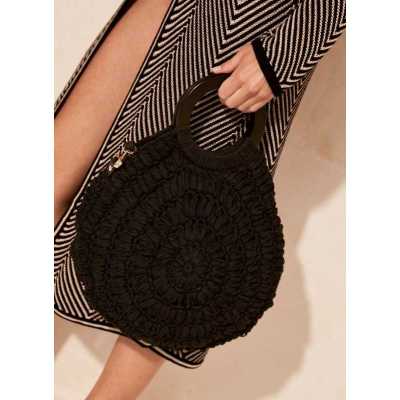 Daisy Black Crochet Bag