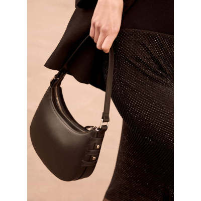 Rue Black Leather Shoulder Bag