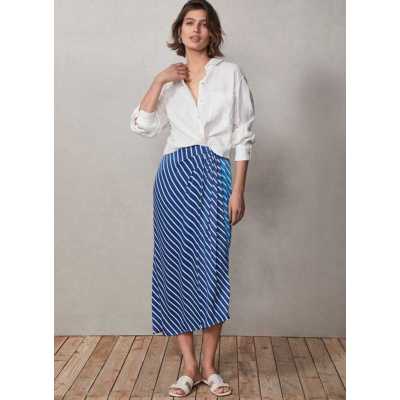 Blue Striped Wrap Style Skirt