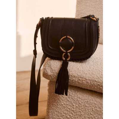 Annie Black Leather Saddle Bag