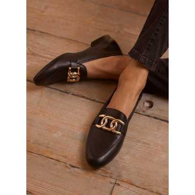 Fabia Black Leather Loafers