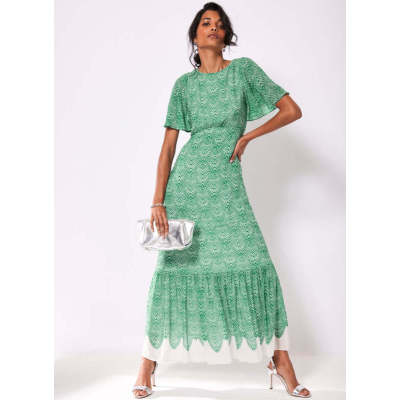Macie Print Green Maxi Dress